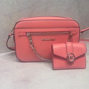 Michael Kors Chain Crossbody With Matching Wallet Tea Rose Pink